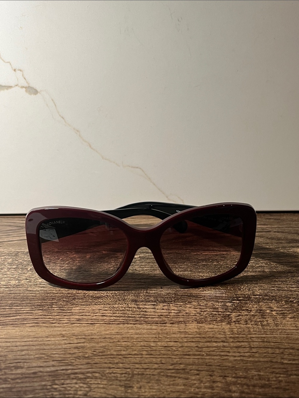 Authentic CHANEL Burgundy Sunglasses with Dark Gradient Lenses 5322